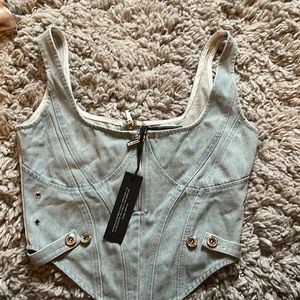 Light denim crop top